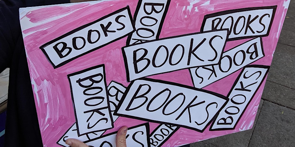 A sign that says BOOKS BOOKS BOOKS BOOKS BOOKS